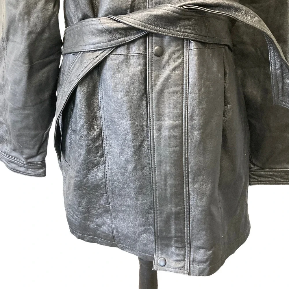 Wilda genuine leather belted jacket